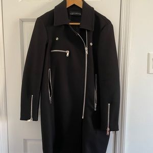 Zara Black Biker oversized wool coat jacket
